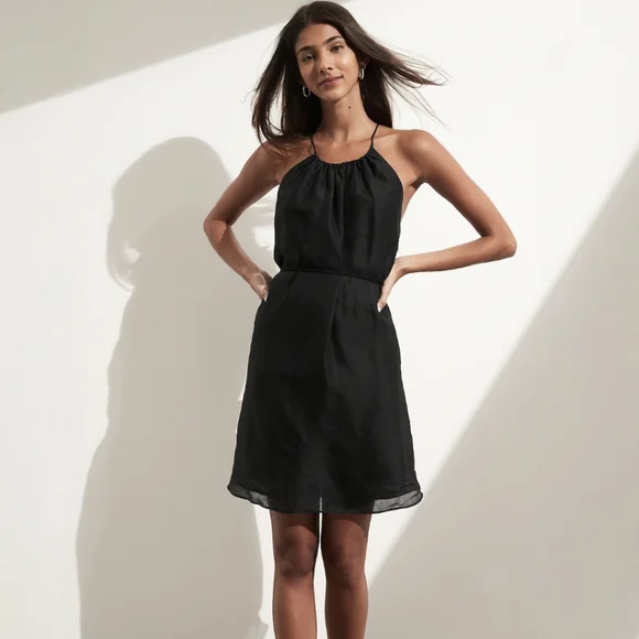 halter dress banana republic Banana Republic Green Halter Pleated Maxi Dress M NEW
